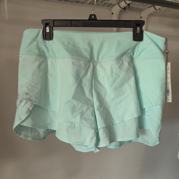 SOILED Calia Women's Petal Hem Wovern Performance 3" Shorts Blue Size L $40 O310 - Picture 3 of 4